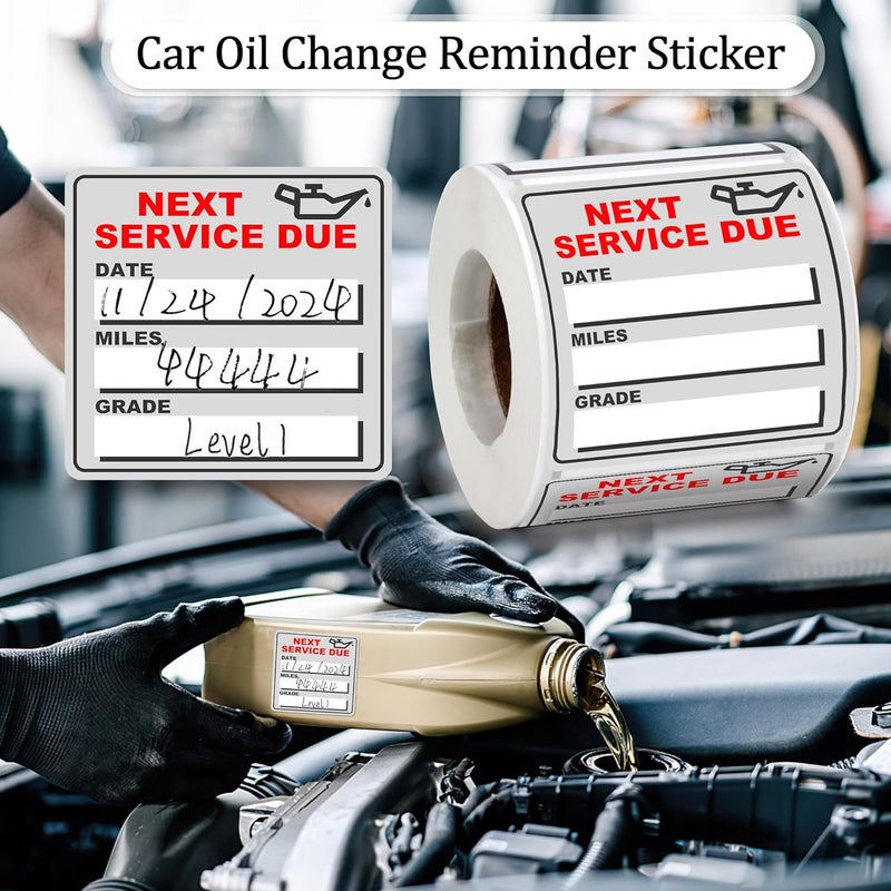 GUEER for Oil Change Stickers Vinyl 300 Pcs 2”x 2” Service Black Stickers, Next Service Due Reminder Sticker Labels, Easy to Write on, Easy to Peel with No Residue (Red2) - Image 5
